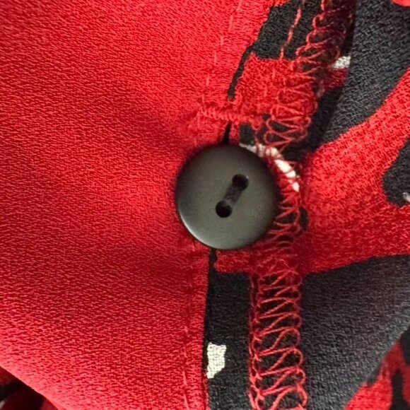 A.L.C. Michaela 100% Silk Red Cheetah Print Ballon Sleeve True Wrap Mini Dress - Picture 12 of 17